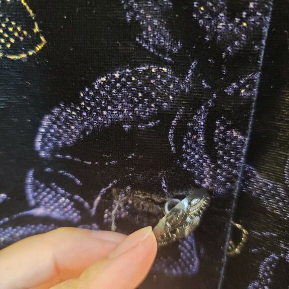 Norton McNaughton Jacket Womens Size 4P Black Velvet Floral Glitter Formal Party - Picture 7 of 12